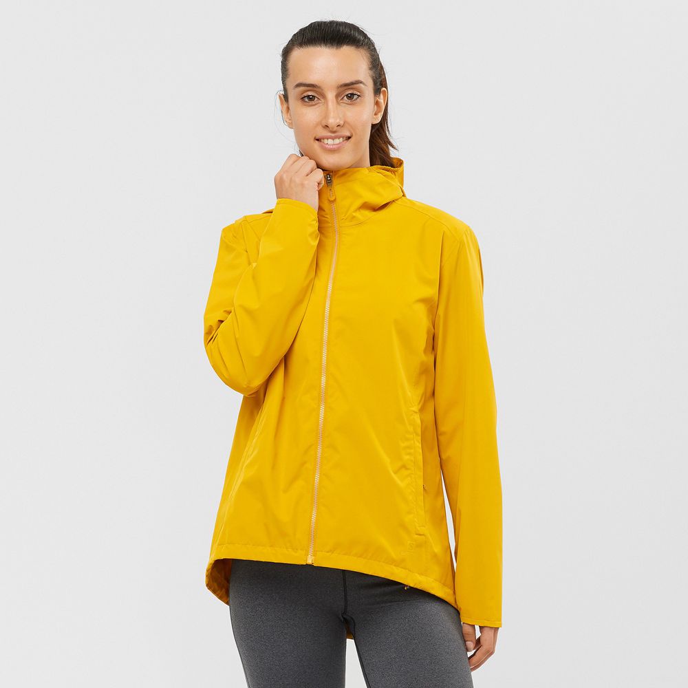 SALOMON ESSENTIAL WATERPROOF 2L Philippines - Women's Jackets - Yellow | 413087-JIT